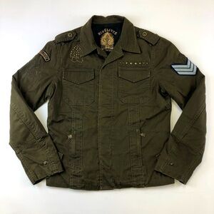 Nine Lives khaki cotton utility grunge mens jacket Medium slim Military RARE
